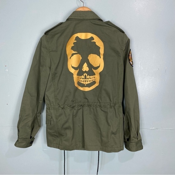 Zadig & Voltaire Kayak Mili Military Shacket Hreen Skull Sz Small‎ - Picture 1 of 8